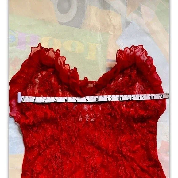 VTG Cinema Etoile Seductive Wear Baby Doll Sheer Sexy Red Nylon Nightgown - Picture 7 of 13
